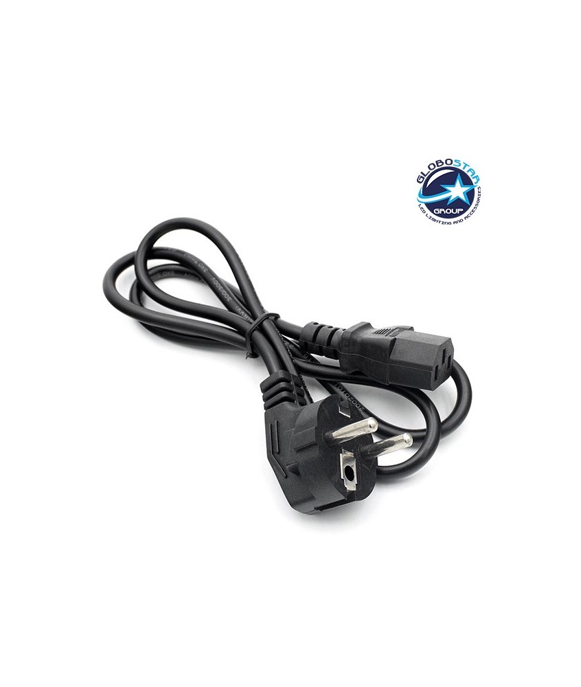 Ρευματολήπτης PC IEC-320-C13 3 Pin Μήκος 110cm Schuko EU Plug High Quality GloboStar 51193